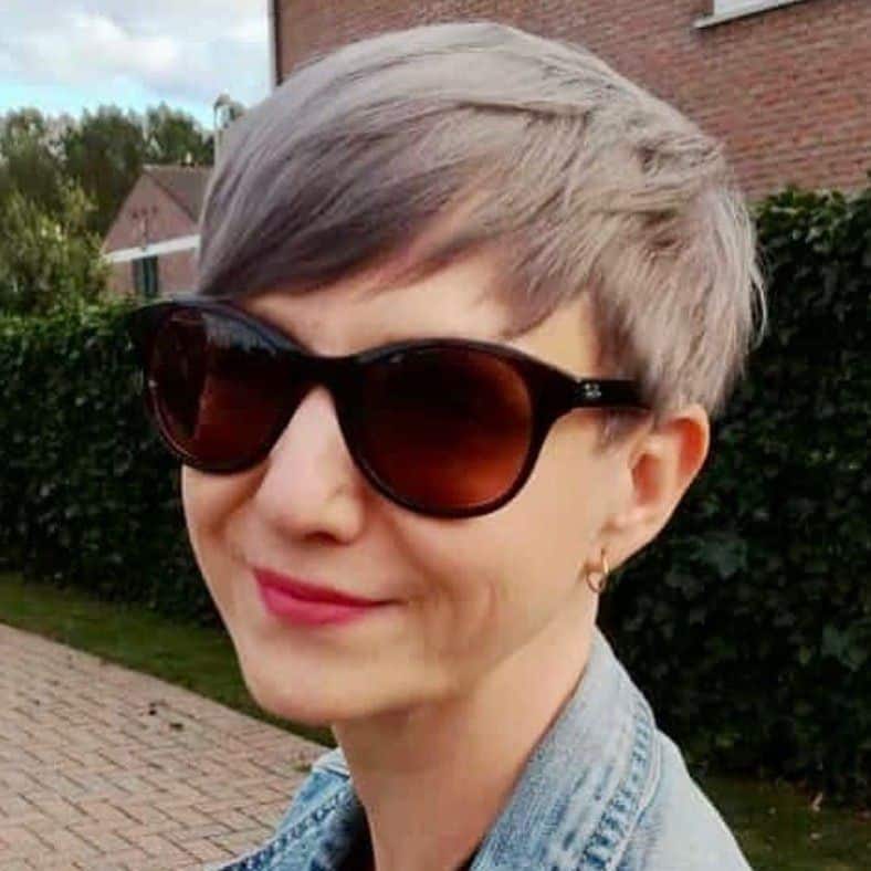 50. Ash Blonde Cropped Crop with Side Fringe