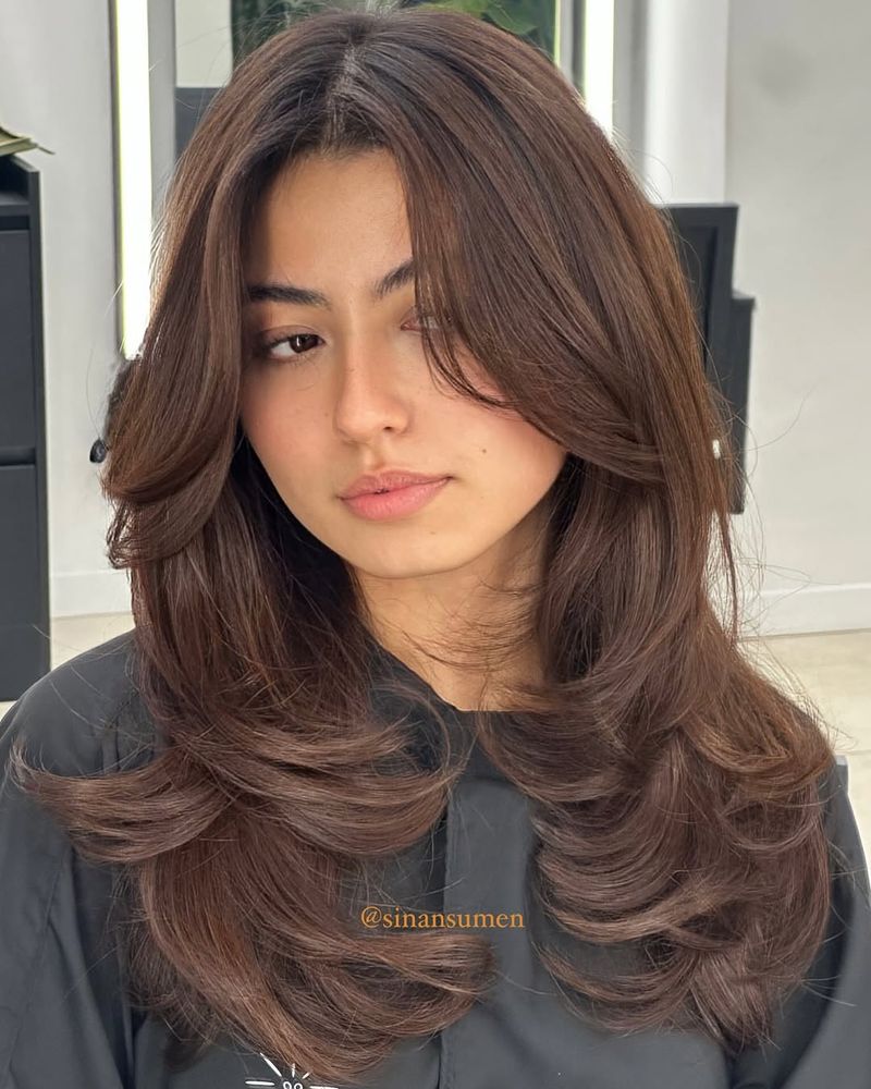 64. Bouncy Chestnut Blowout Layers