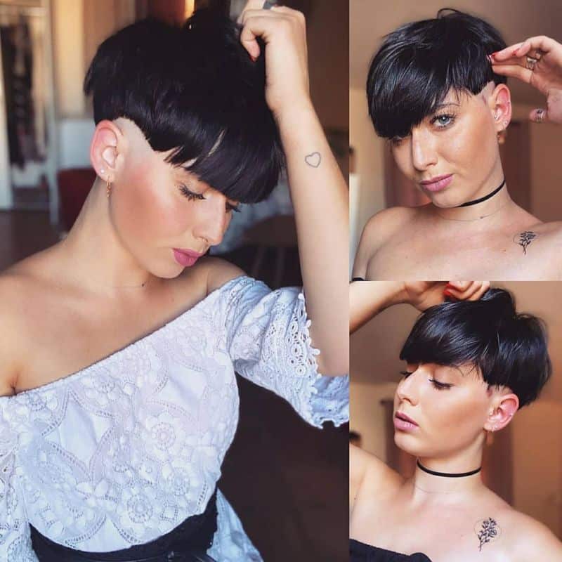47. Bowl Cut Undercut with Blunt Bangs