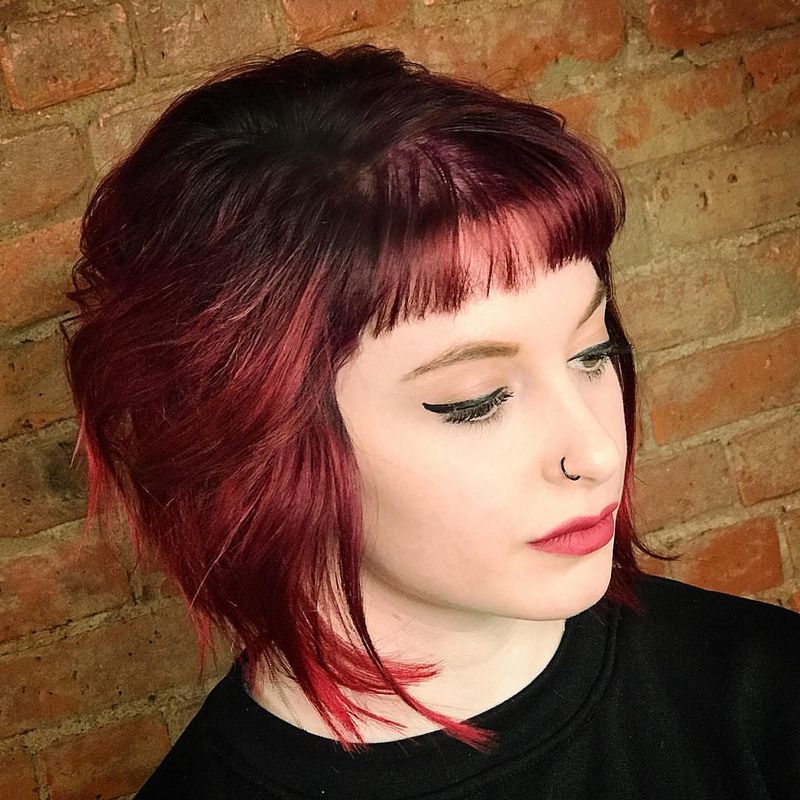 45. Burgundy Wedge with Micro Bangs