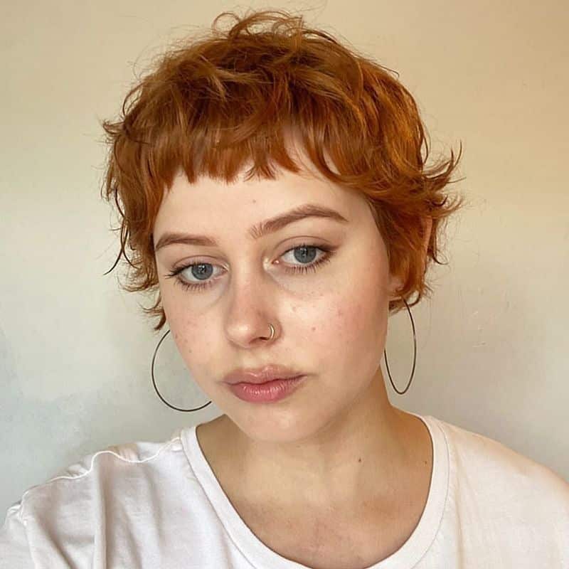 36. Copper Shaggy Pixie with Baby Bangs