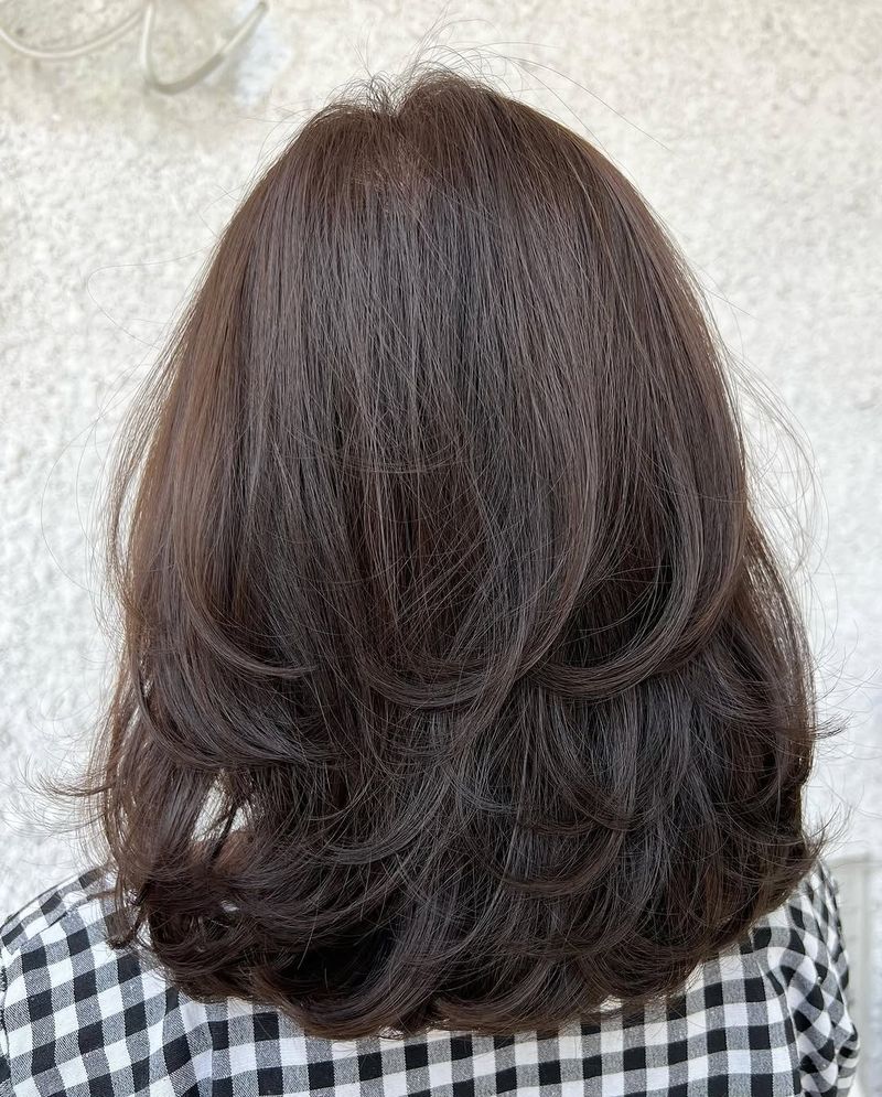 43. Curved Rounded Layers on Rich Chestnut Brown Hair