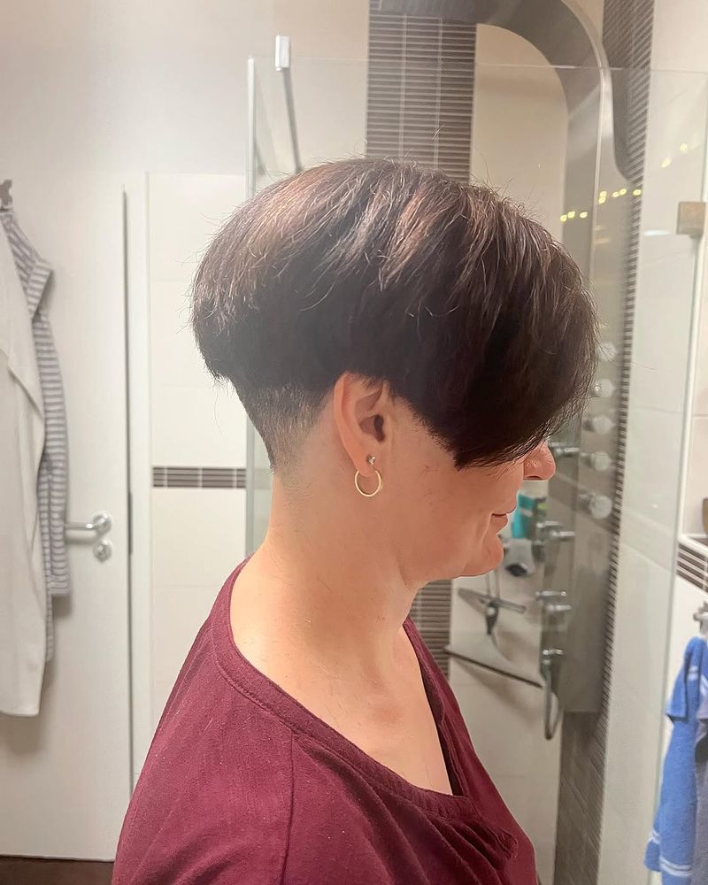 2. Dark Brown Bowl Crop with High Undercut