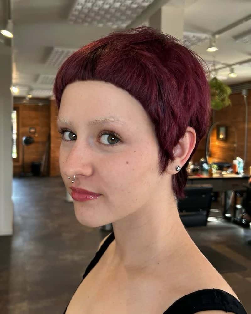 44. Deep Burgundy Micro Fringe