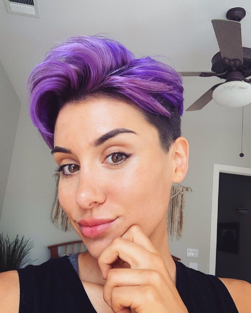 14. Electric Violet Undercut with Sweeping Top
