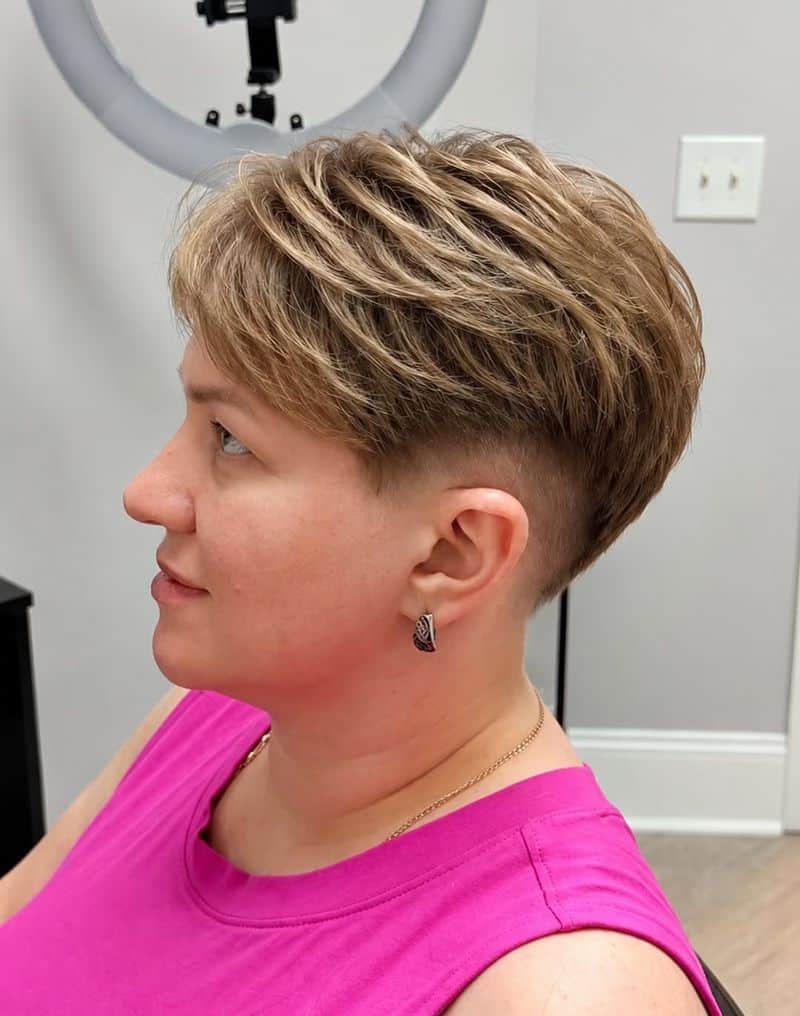 5. Honey Blonde Layered Crop With Temples Cleared