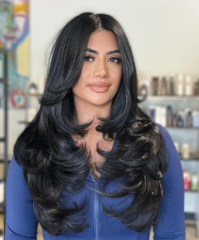 41. Jet-Black Blowout Layers