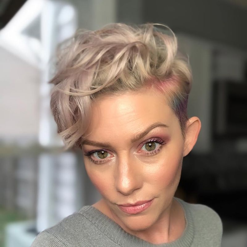 67. Platinum Tousled Top with Pastel Undercut
