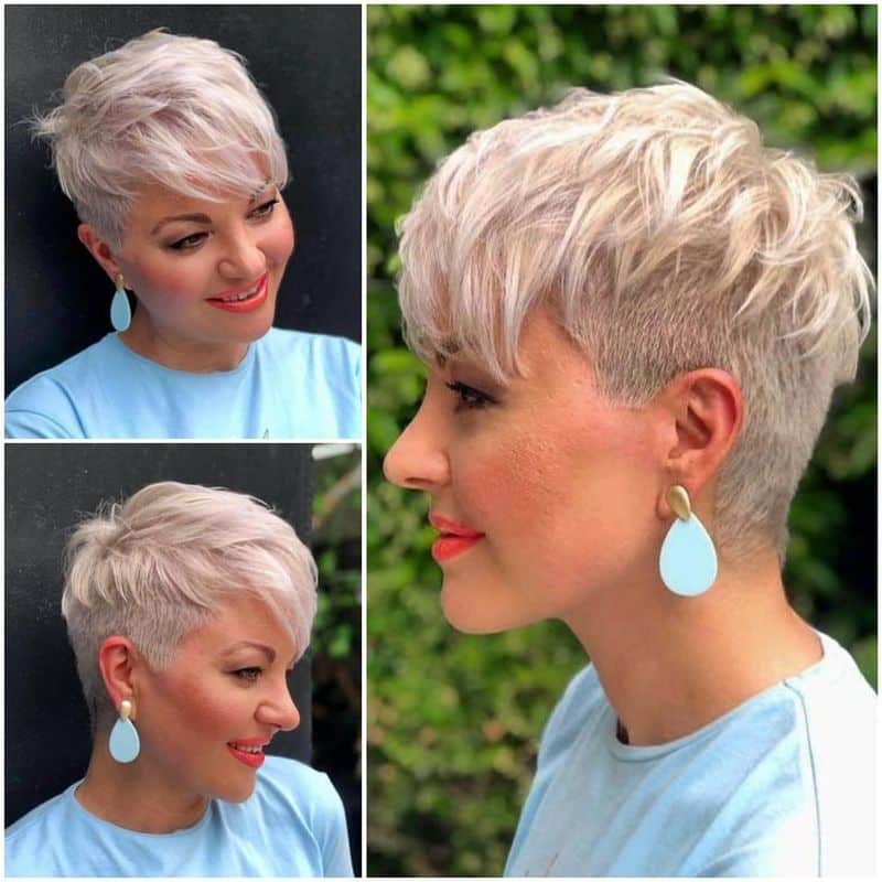 36. Platinum Undercut Pixie with Forward Fringe