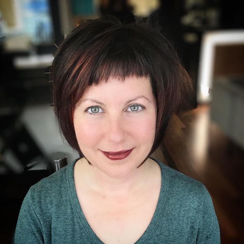 42. Rounded Dark Brown Crop with Micro Bangs