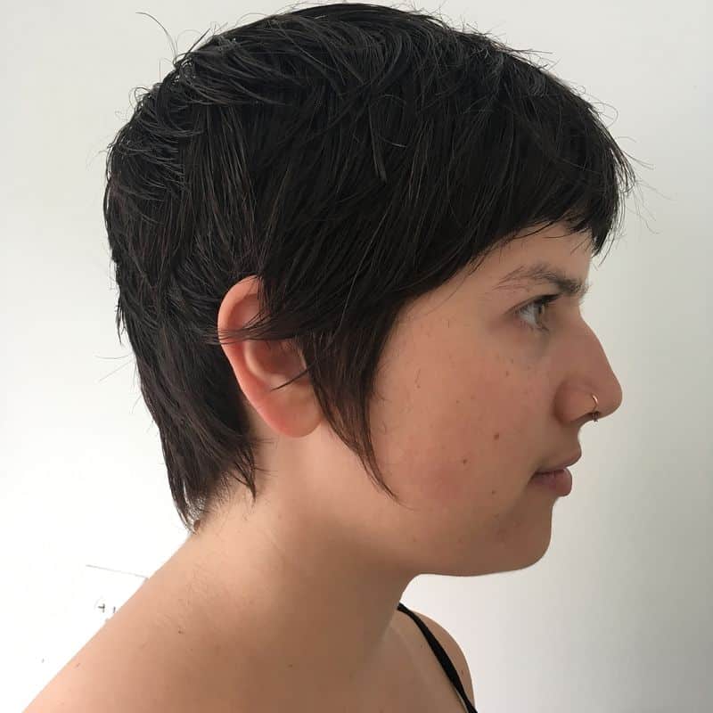 55. Textured Dark Pixie with Micro Bangs