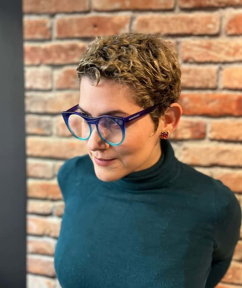 32. Tight Cropped Curls with Highlights
