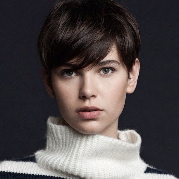 28. Tousled Dark Brown Crop with Side-Swept Bangs