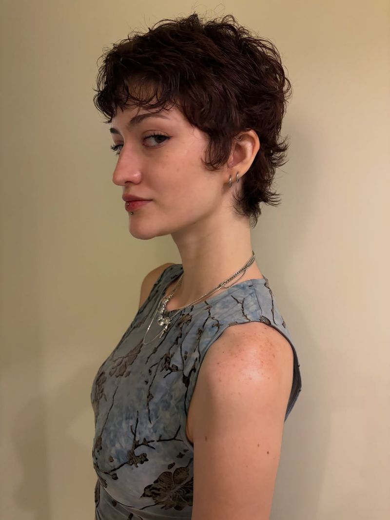20. Tousled Dark Brown Pixie Mullet