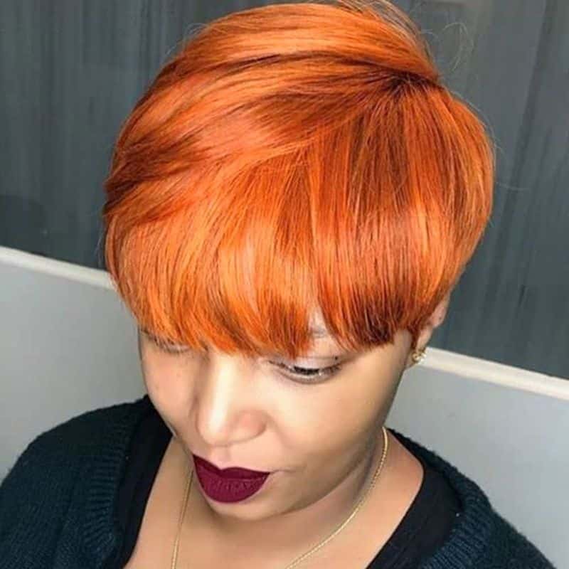 12. Vibrant Copper Cropped Crop with Rounded Bangs